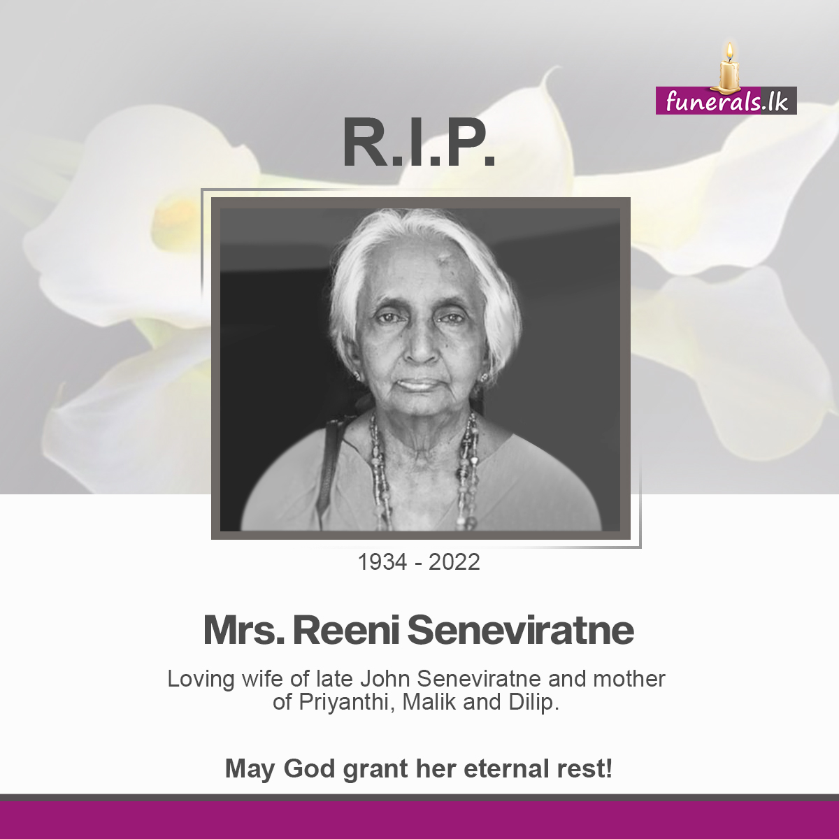MRS. REENIE SENEVIRATNE